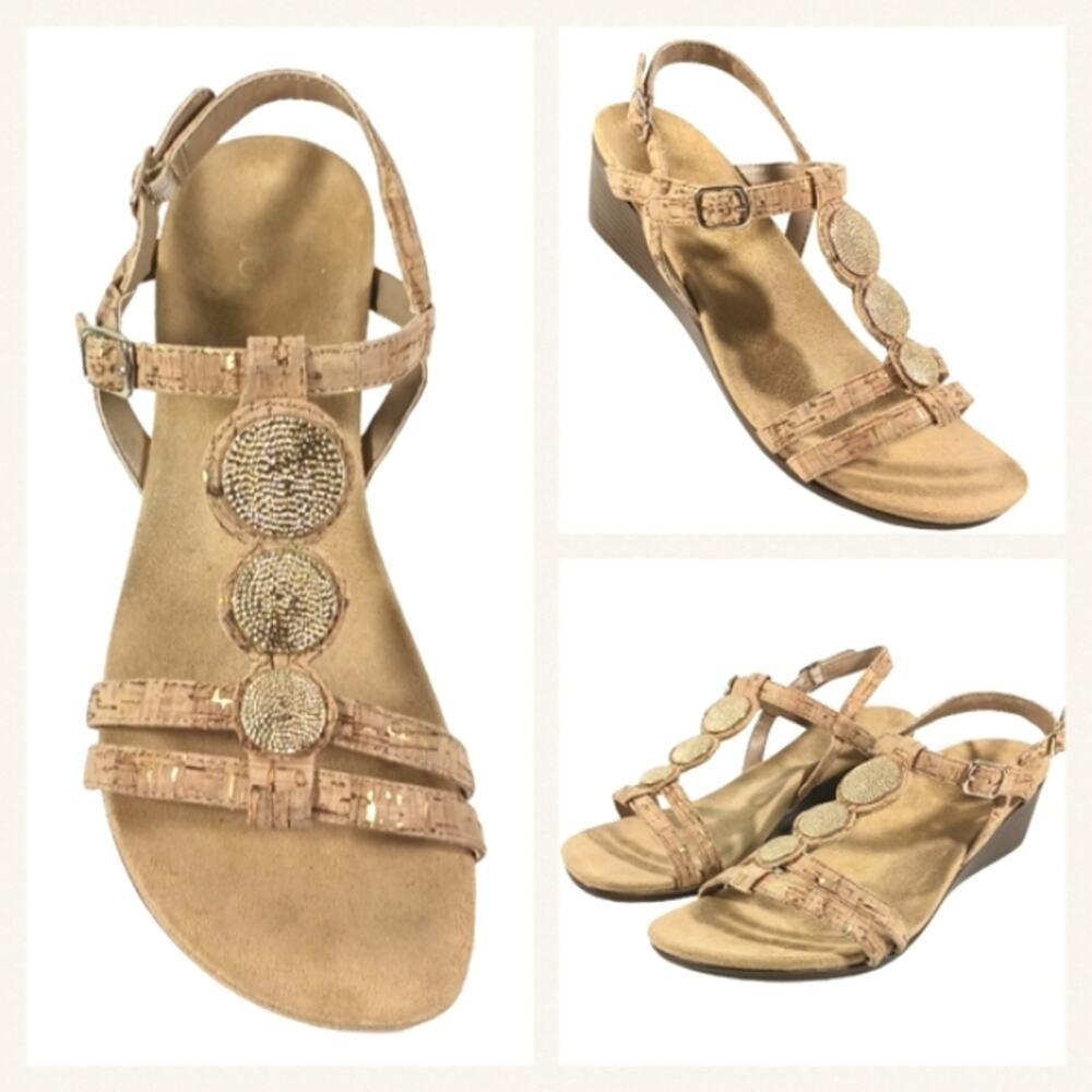 Vionic Noleen Cork Wedge Sandals $119 GUC Size 9   S3296